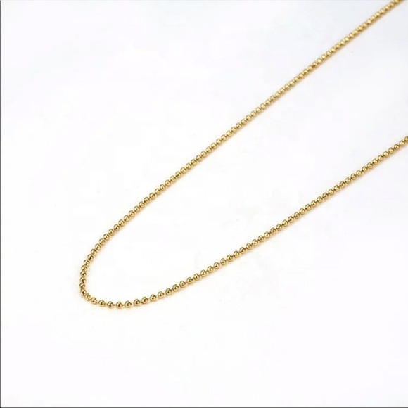 14K gold plated stainless steel steel ball beads chain necklace 16 inches - Picture 5 of 7